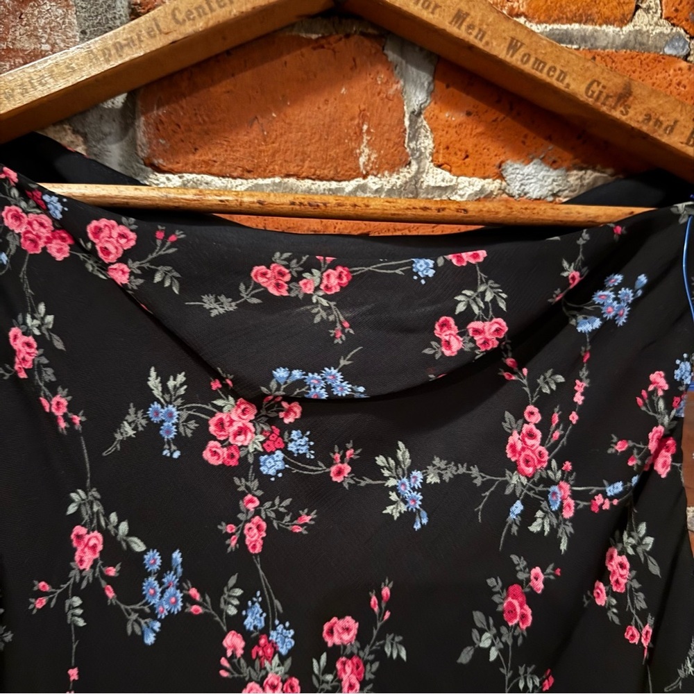 1999 y2k Ralph Lauren Floral Black Midi dress - Picture 4 of 8